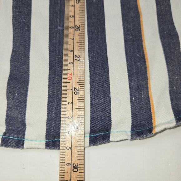Vintage 80s 90s Teez Me Hooded Shirt L Button Front Striped Retro Surf Skater - Picture 6 of 10